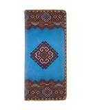 Blue Ukraine print faux leather large flat wallet