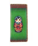 Nesting doll Ukraine print faux leather large flat wallet