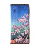 Vintage style magnolia flower print vegan leather wallet