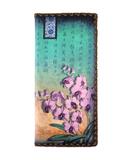 Vintage style orchid flower print vegan leather wallet