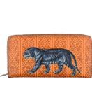 Tiger faux/vegan leather large zipper closure wallet