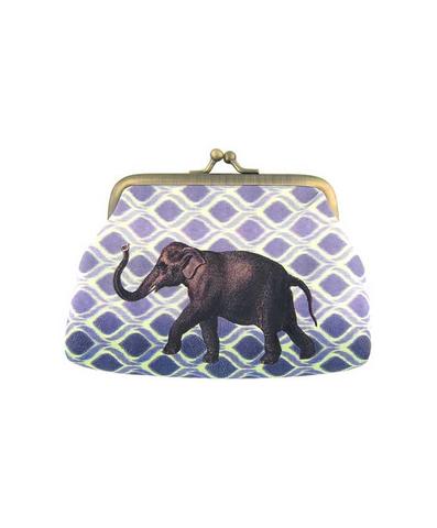 Elephant kiss lock frame faux leather coin purse