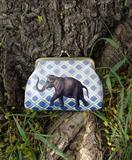 Elephant kiss lock frame faux leather coin purse