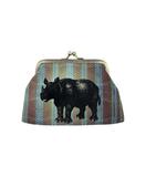 Rhino kiss lock frame faux leather coin purse