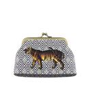 Tiger kiss lock frame faux leather coin purse