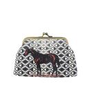 Horse kiss lock frame faux leather coin purse