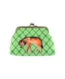 Wolf kiss lock frame faux leather coin purse