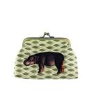 Hippo kiss lock frame faux leather coin purse