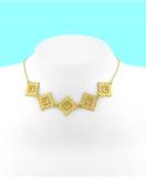 Lacy diamond pendant necklace with glass beads