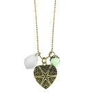 Lacy vintage style locket necklace with chandelier crystal charm & resin flower