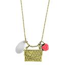 Lola vintage style locket necklace with chandelier crystal charm & resin flower