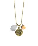 Lindsey vintage style locket necklace with chandelier crystal charm & resin flower