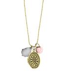 Lulu vintage style locket necklace with chandelier crystal charm & resin flower
